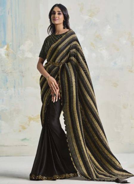 Black Colour Taranaah Satin Silk Party Wear Wholesale Saree Collection 22403